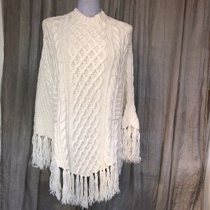 J. Crew AS NEW Irish Fishermans knit wool poncho